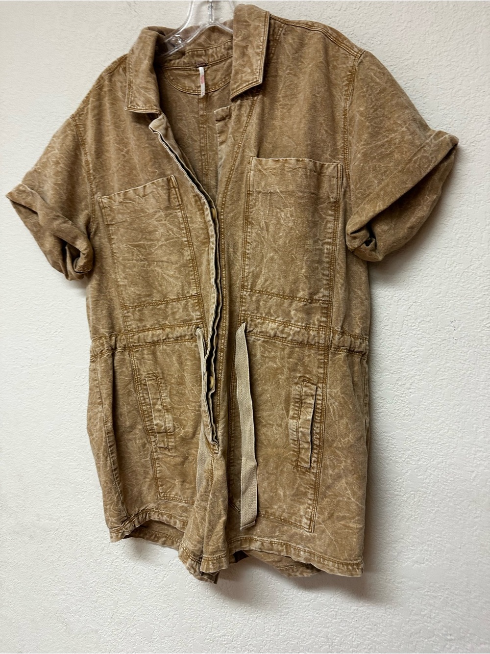 Free People Rhrodes Chico Rustic Mustard Short Sleeve Romper size S - Picture 3 of 4